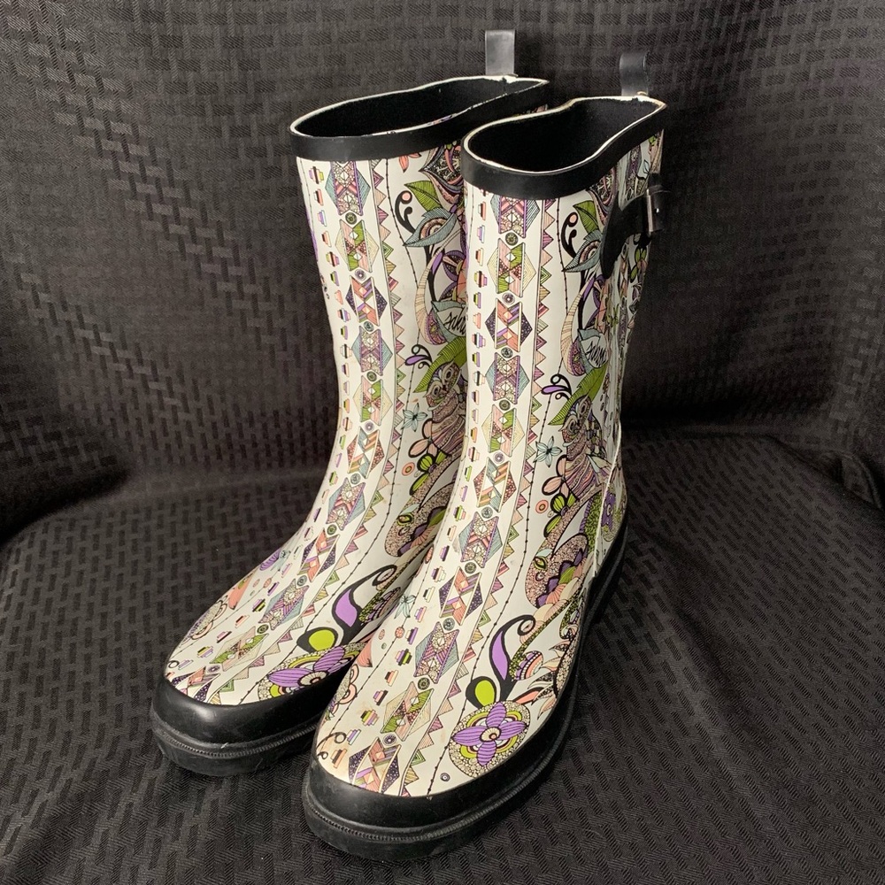 Sakroots Owl & Floral Print Rubber Boots